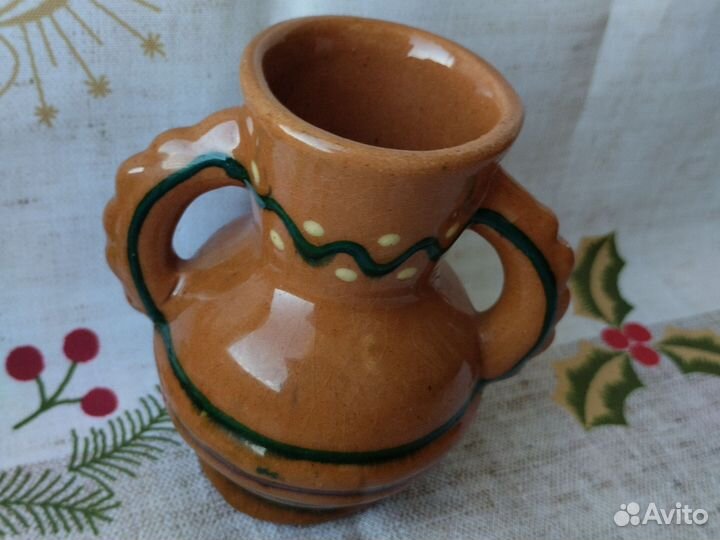 Глиняная посуда СССР. Чашка и вазочка