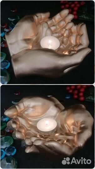 Ладони, руки, статуэтка, подсвечник, подарок