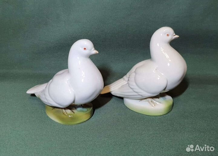 Статуэтки голубей. Старая Гжель