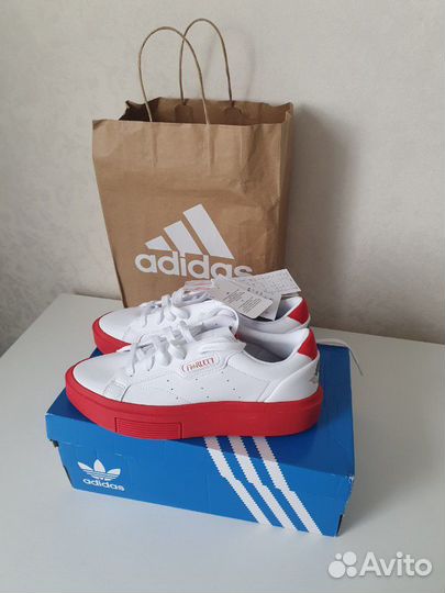 Adidas x fiorucci super sleek trainers white & red best sale