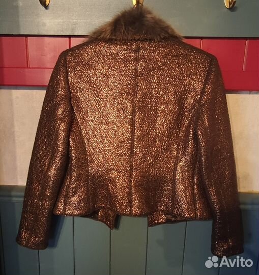 Куртка пальто жакет Ambiente золото коричневая мех