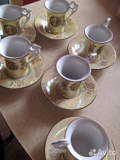 Редкий кофейный сервиз Кахла Мадонны перламутр