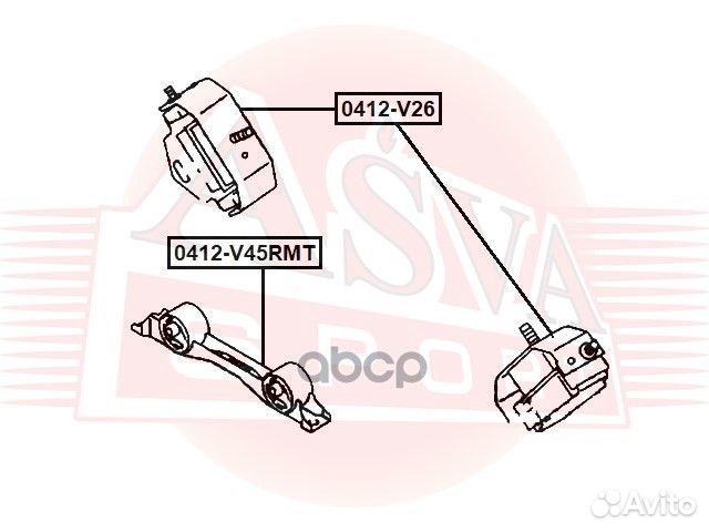 Подушка двигателя задняя MT 0412-V45RMT asva