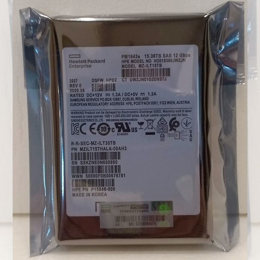 [PM1643A] Ssd Samsung 15.36tb Mzilt15thala-00ah3 Hpe Pm1643a