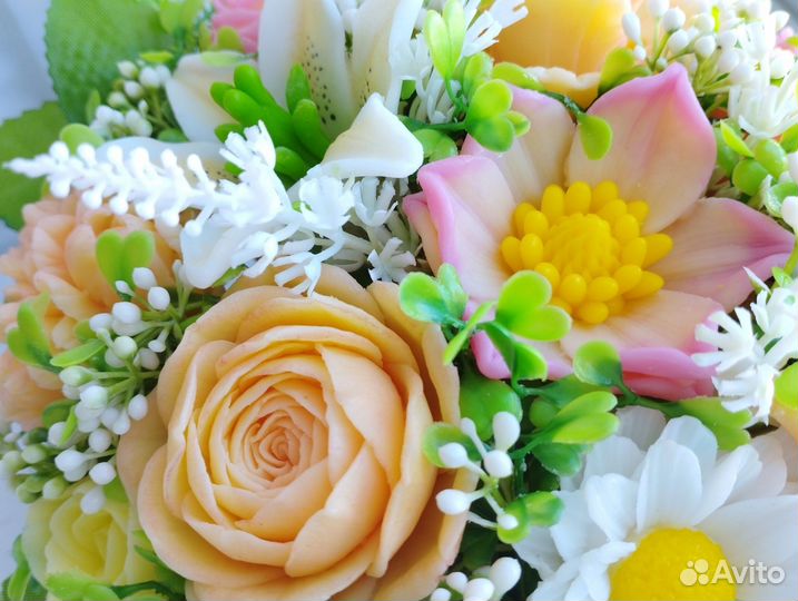 Букет из мыльных цветов. Персиковый