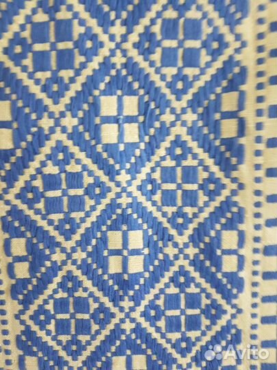 Льняная ткань с богатой купонной вышивкой СССР 60г