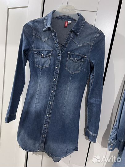 Джинсовое платье hm xs