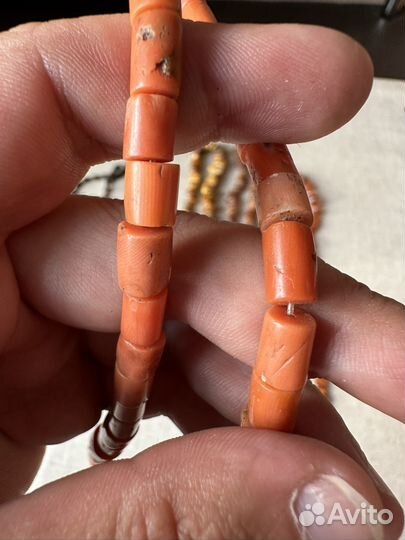 Бусы янтарь, корал. Винтаж СССР. Колье