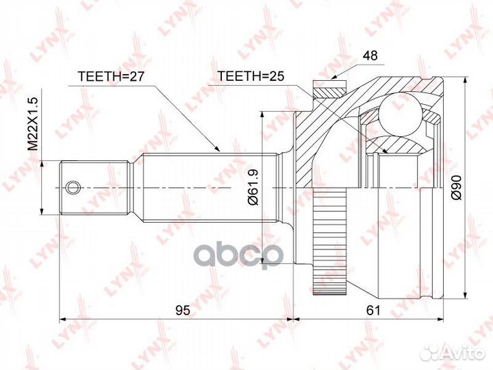 Шрус внешний перед прав/лев CO3889A lynxauto