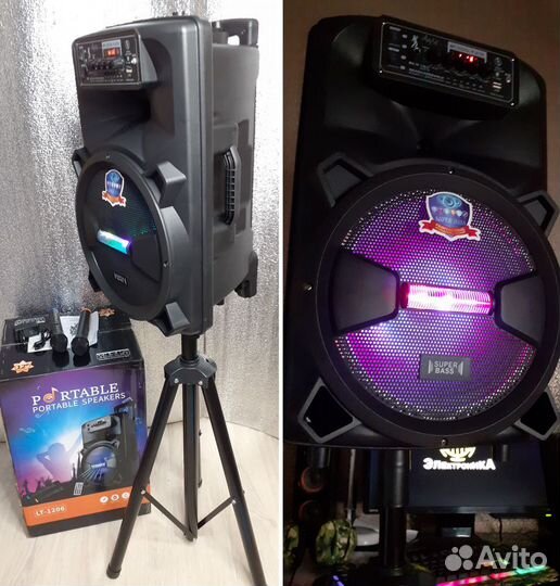 Большая колонка LT 60w 2 беспроводных микрофона