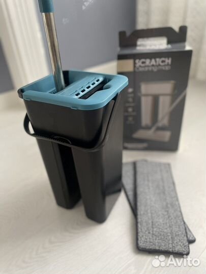 Швабра с отжимом и ведром для мытья полов