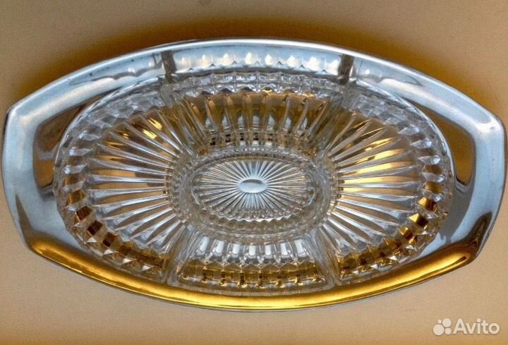 Блюдо менажница хрусталь СССР