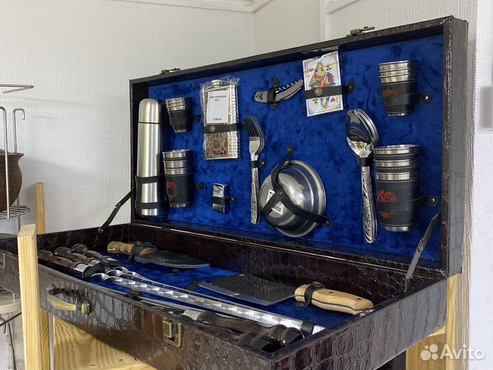 Набор шампуров подарочный в кейсе кожзам