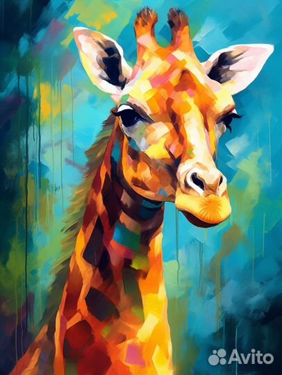 Картина на холсте маслом жираф