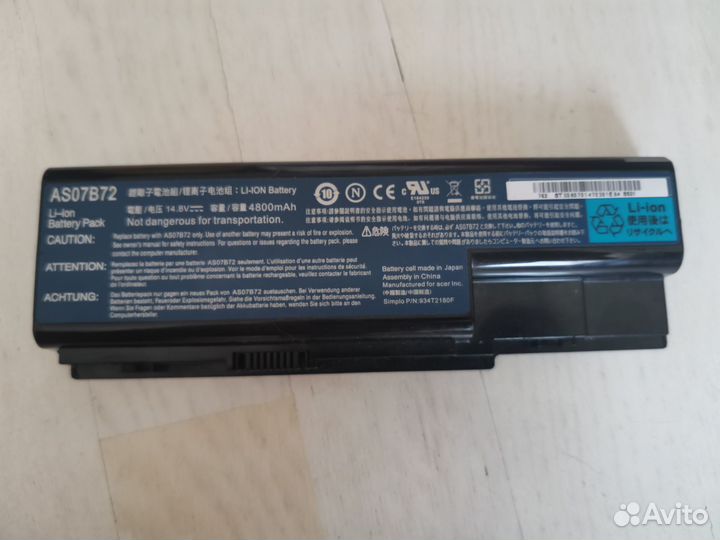 Аккум АКБ для ноута aser AS07B72