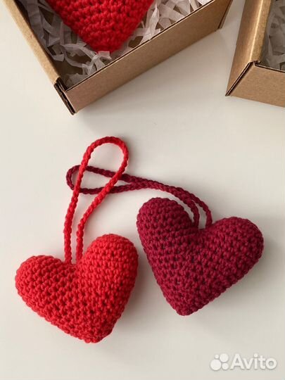 Вязаное сердце обвес на сумку