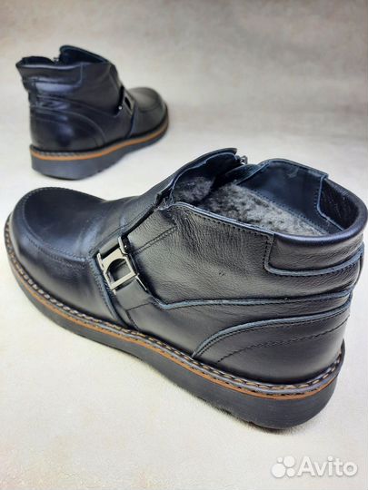 Мужские кожаные ботинки на зиму (Арт.61227)