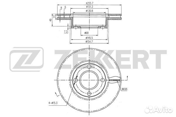 Диск торм. перед. Audi 80 V 90- Coupe II 88