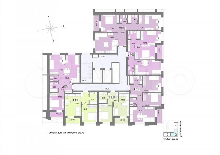 2-к. квартира, 68,3 м², 3/12 эт.