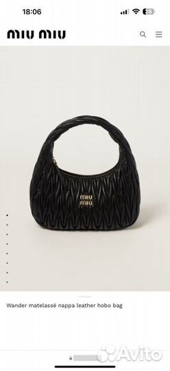 Сумка Miu Miu Wander hobo bag