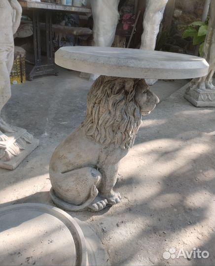 Столик, для сада, лев, из камня