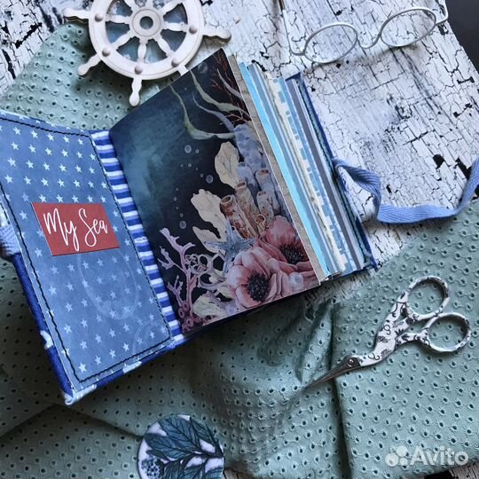 Блокнот ручной работы «Морской». Скрапбукинг