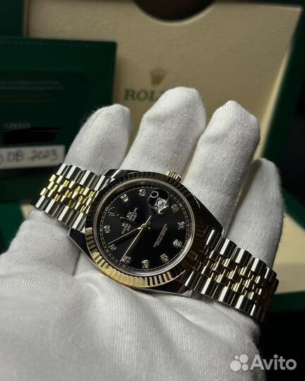 Часы rolex datejust black gold with diamond