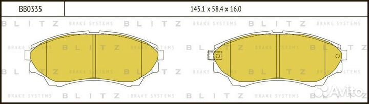 Blitz BB0335 Колодки тормозные ford ranger 02- пер