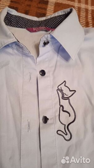 Рубашка блузка школьная голубая на девочку рост140