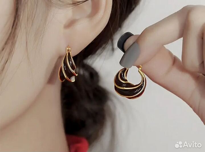 Серьги стиль Celine минимализм бижутерия