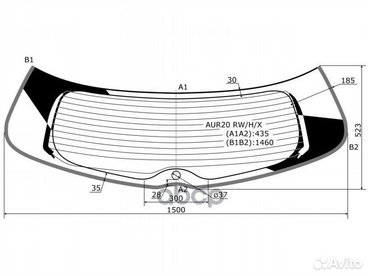 Стекло заднее (Цвет зеленый/ Обогрев/ Молдинг)