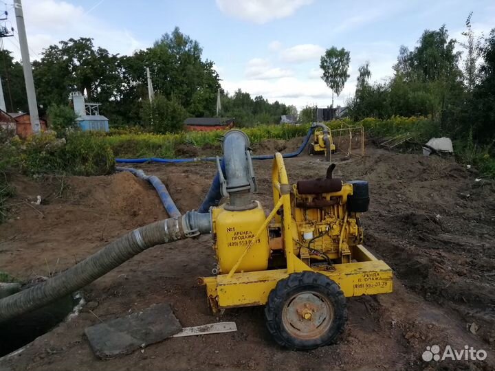 Аренда насосов и мотопомп. Откачка, водопонижение