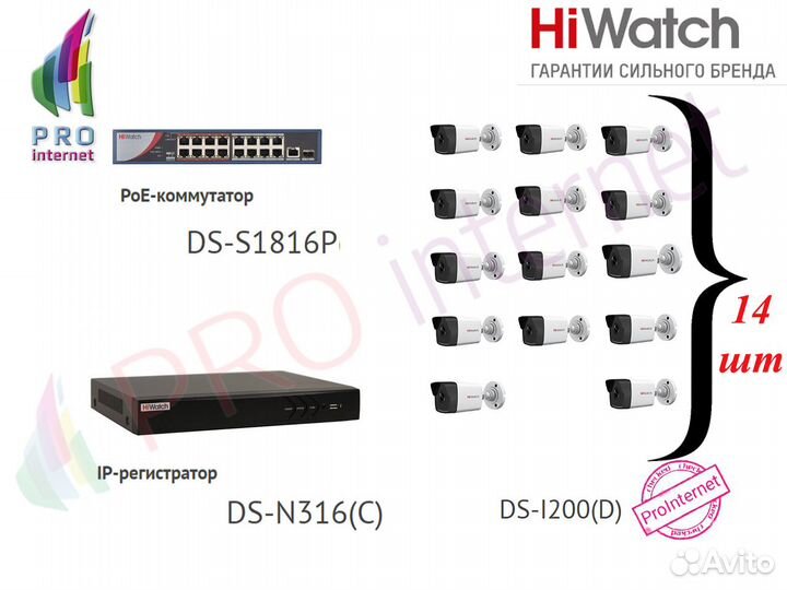 Видеонаблюдение IP 14 камер