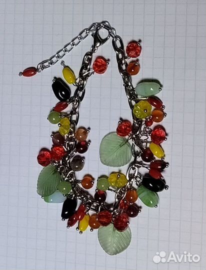 Браслет чешское стекло и натуральные камни