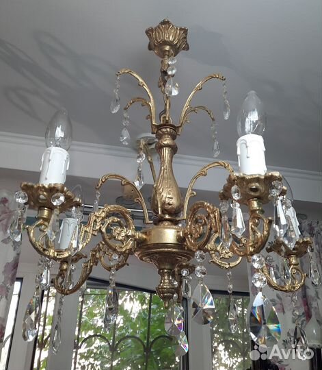 Антикварная люстра бронзовая СССР