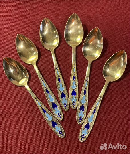 Серебряные ложки с эмалью СССР