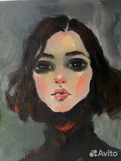Картина маслом девушка портрет в черном