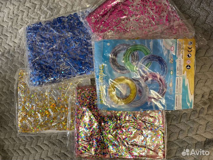 Надувной круг с блёстками для плавания