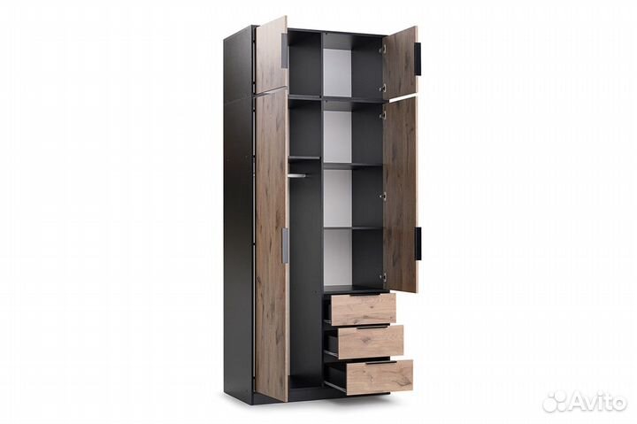 Lati D2 Надставка для шкафа Чёрный/Дуб викинг (Польша)