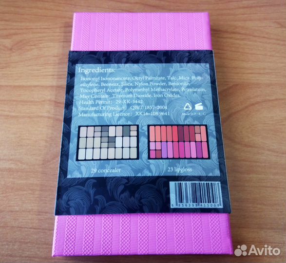 Блеск для губ и тени для век, румяна, палетка