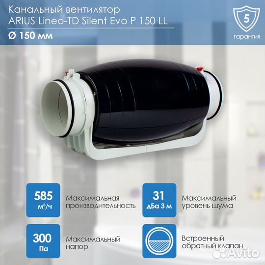 Канальный вентилятор arius Lineo Silent Evo P 150