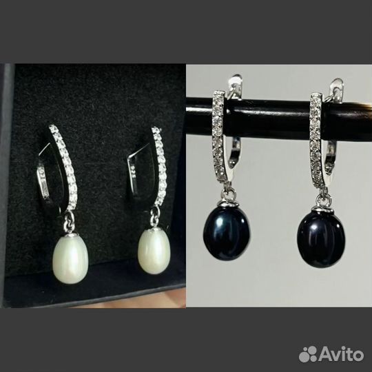 Серьги жемчуг натуральный классика