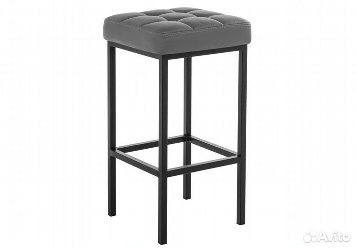 Барный стул Лофт кожзам темно-серый - черный матов