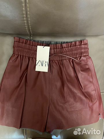 Кожаные шорты zara xs