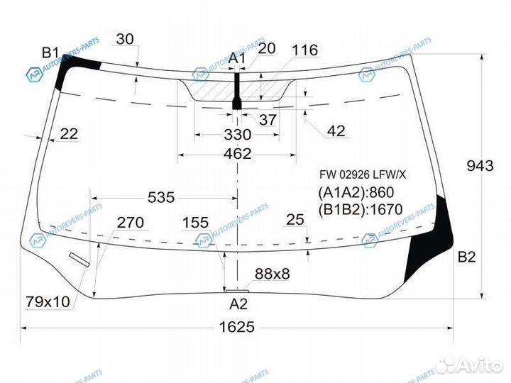 FW02926 lfwx Стекло лобовое honda pilot 08-15