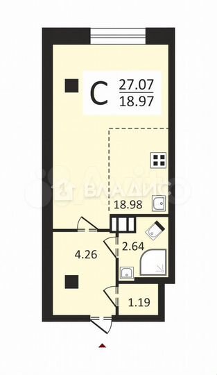 Квартира-студия, 27,1 м², 4/18 эт.