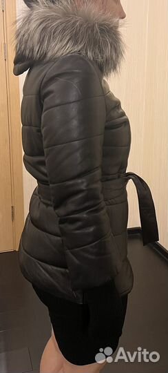 Кожаная куртка с натуральным мехом