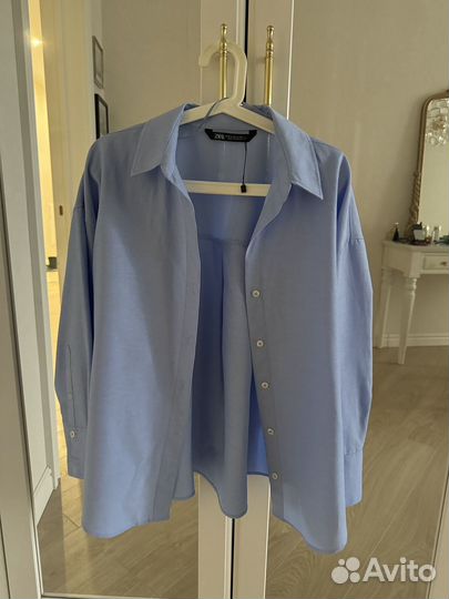 Рубашка zara M голубая