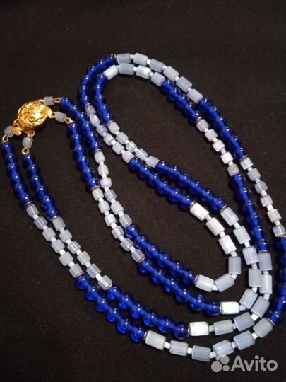 Бусы двухрядные сатиновое стекло