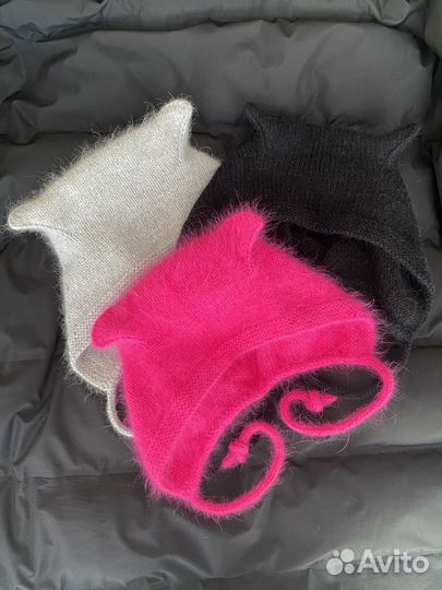 Шапка женская вязаная из пуха норки